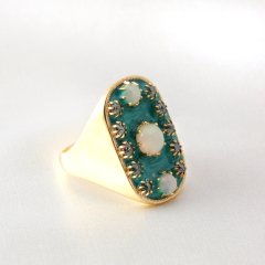 Elmas, Opal Doğaltaşlı Mineli Gümüş Set