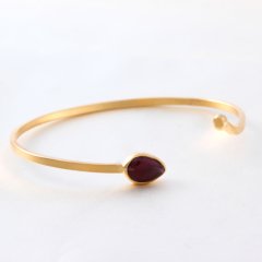 Garnet Doğaltaşlı Gümüş Bileklik