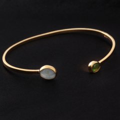 Peridot ve Akumarin Doğaltaşlı Gümüş Bileklik