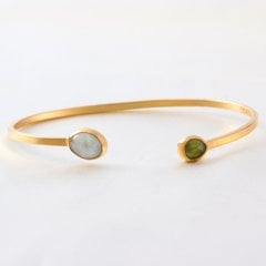 Peridot ve Akumarin Doğaltaşlı Gümüş Bileklik