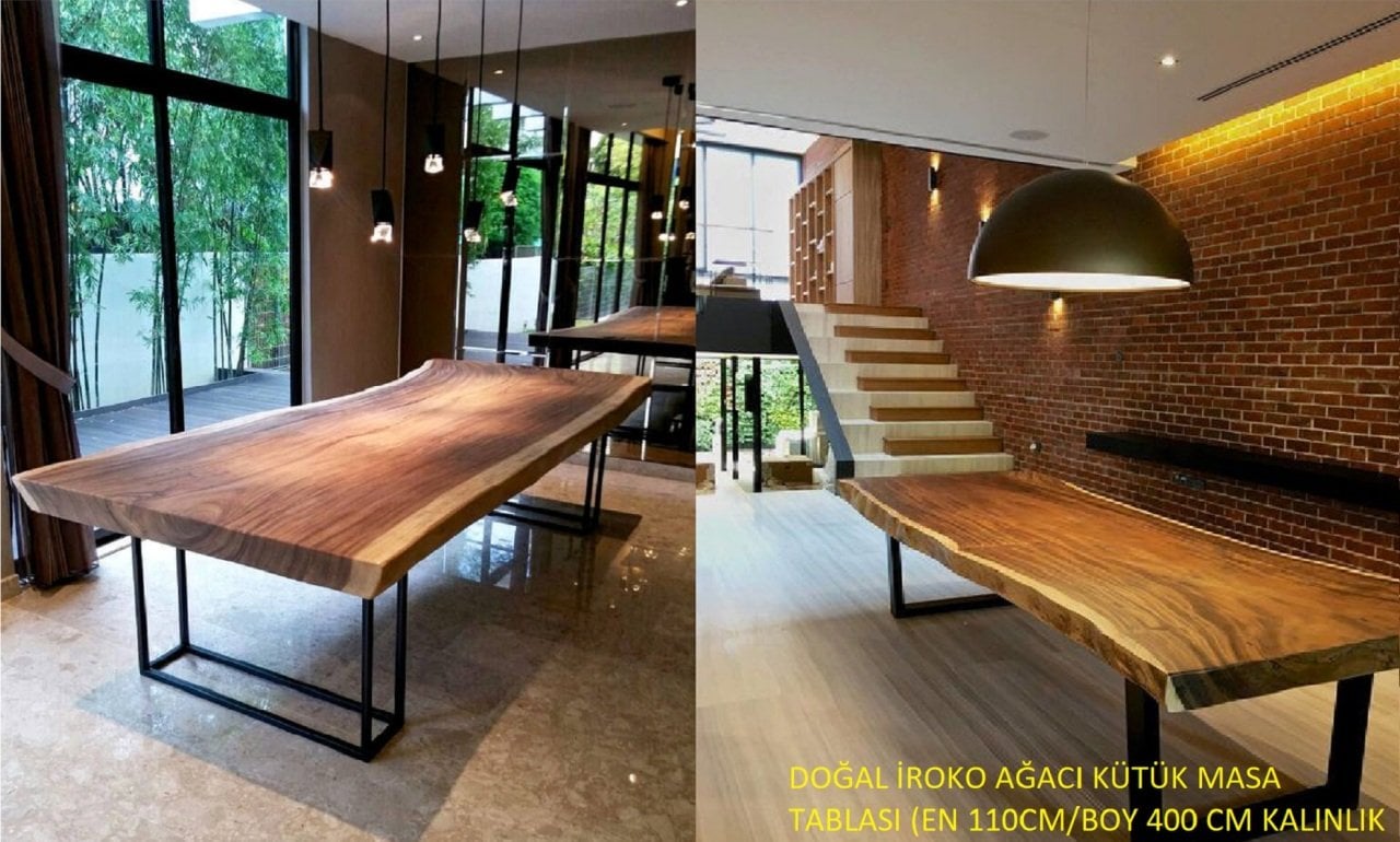 iroko ağacı kütük masa 150*85*7