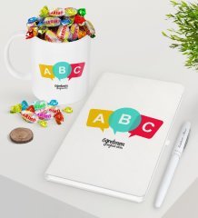 Kişiye Özel Öğretmen Beyaz Defter Kalem Şekerli Kupa Seti-4