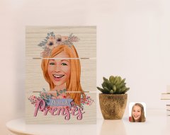 Kişiye Özel Pamuk Prenses Karikatürlü Otantik Masaüstü Ahşap Palet Çerçeve-2