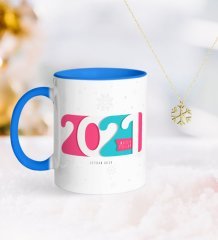BK Gift Kişiye Özel 2023 Mutlu Yıllar Mavi Kupa ve Kar Tanesi Kolye-6