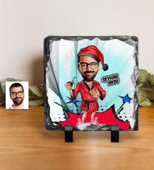 Kişiye Özel Bay Yılbaşı Karikatürlü Dekoratif Doğal Taş - 2