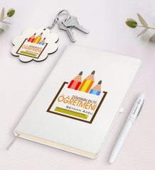 Kişiye Özel Dünyanın En İyi Öğretmeni Beyaz Defter Kalem Ve Anahtarlık Hediye Seti-20