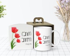 Kişiye Özel Ahşap Kutuda Anneler Günü Temalı Canım Annem Tasarımlı Beyaz Kupa Bardak-11