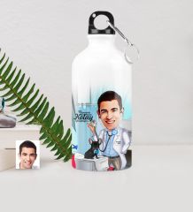 Kişiye Özel Bay Veteriner Hekim Karikatürlü Metal Suluk (500 ml.) 1