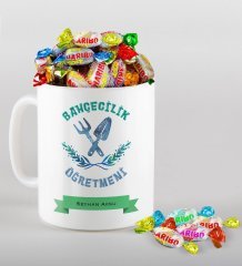 Kişiye Özel Bahçecilik Öğretmeni Kupa ve Haribo Şeker Hediye Seti-1