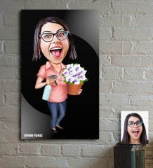 Kişiye Özel Ev Hanımı Karikatür Ahşap Tablo - 2