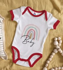 BK Kids Baby Tasarımlı Kırmızı Bebek Body Zıbın-1