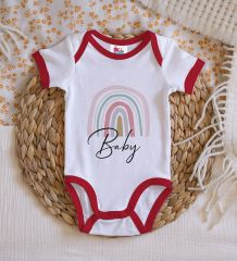 BK Kids Baby Tasarımlı Kırmızı Bebek Body Zıbın-1
