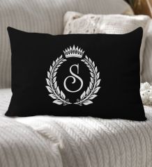 BK Gift Kişiye Özel Harfli Premium Kumaş Siyah Dikdörtgen Yastık Kılıfı-7 (SADECE YASTIK KILIFI), Ev Dekorasyonu