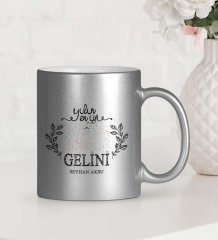 Kişiye Özel Yılın En İyi Gelini Gümüş Yaldızlı Kupa Bardak