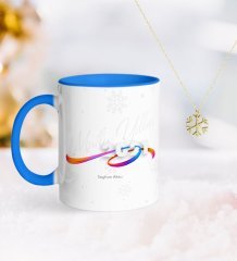 BK Gift Kişiye Özel 2023 Mutlu Yıllar Mavi Kupa ve Kar Tanesi Kolye-4