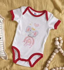 BK Kids Baby Tasarımlı Kırmızı Bebek Body Zıbın-3