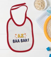 BK Kids Az Baa Bak Tasarımlı Kırmızı Bebek Mama Önlüğü-1