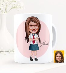 Kişiye Özel Kız Çocuk Karikatürlü Beyaz Kupa Bardak - 6