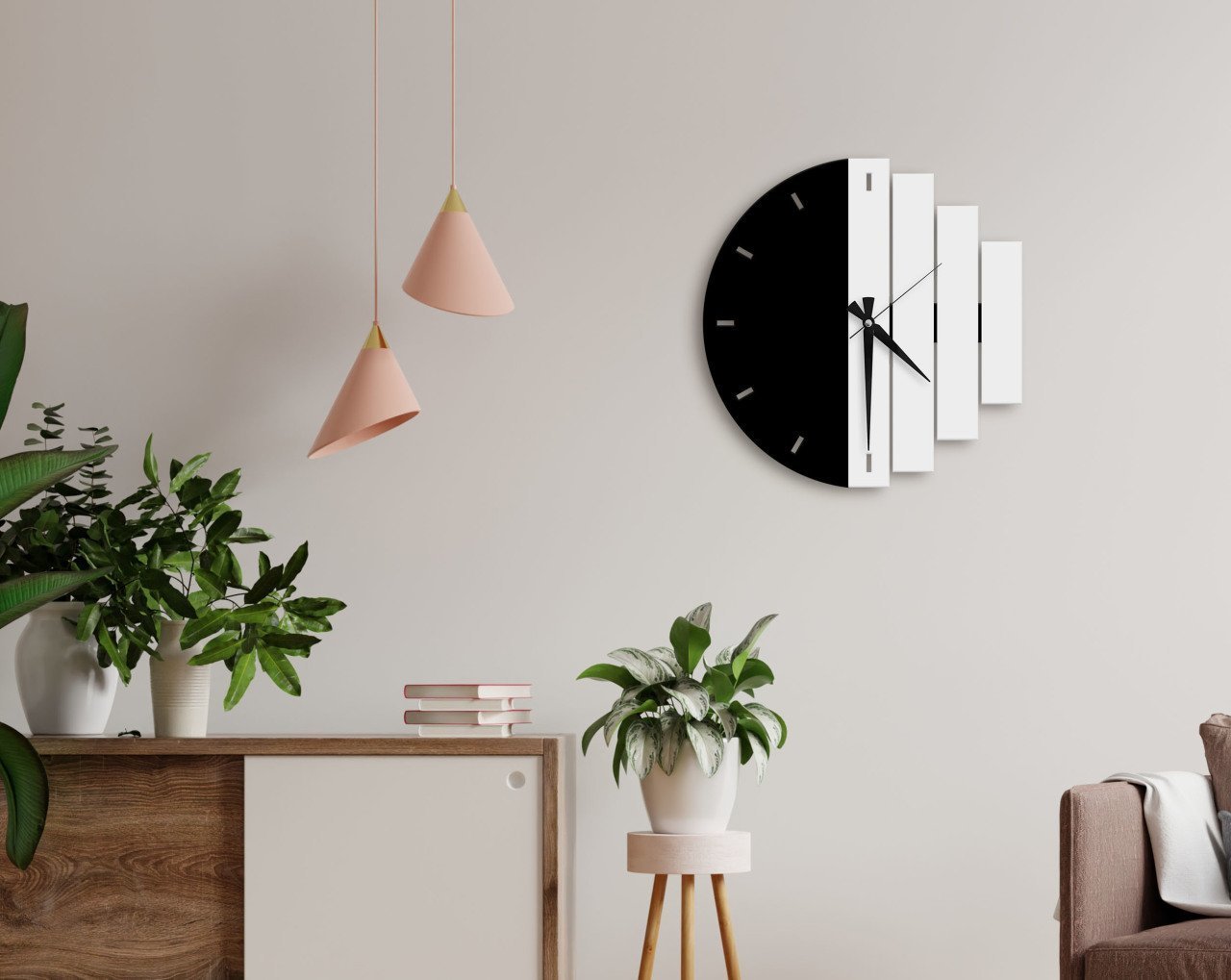 BK Home Dekoratif 45cm Ahşap Duvar Saati-79