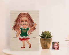 Kişiye Özel Kız Çocuk Karikatürlü Otantik Masaüstü Ahşap Palet Çerçeve-18
