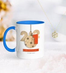 BK Gift Kişiye Özel 2023 Mutlu Yıllar Mavi Kupa ve Kar Tanesi Kolye-3