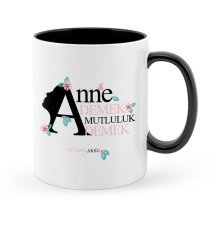Kişiye Özel Anne Demek Mutluluk Demek Siyah Kupa Bardak