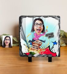 Kişiye Özel Bayan Yeni Yıl Karikatürlü Dekoratif Doğal Taş