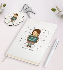 Kişiye Özel Dünyanın En İyi Öğretmeni Beyaz Defter Kalem Ve Anahtarlık Hediye Seti-17