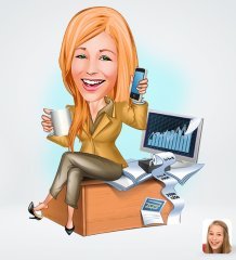 Kişiye Özel Kadın Muhasebeci Tasarımlı Dijital Karikatür-1