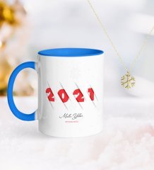 BK Gift Kişiye Özel 2023 Mutlu Yıllar Mavi Kupa ve Kar Tanesi Kolye-2