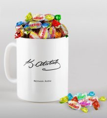 Kişiye Özel Atatürk Temalı Kupa ve Haribo Şeker Hediye Seti-6