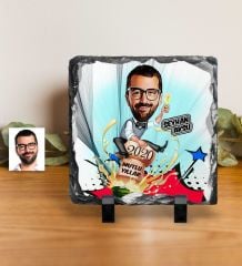 Kişiye Özel Bay Yeni Yıl Karikatürlü Dekoratif Doğal Taş