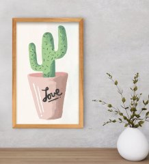 BK Gift  Kaktüs Tasarımlı Dekoratif Retro Ahşap Çerçeveli Tablo-10