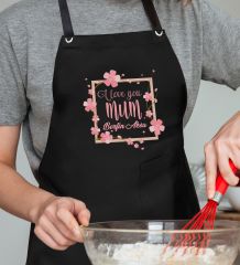 BK Gift Kişiye Özel İsimli Anneler Günü Tasarımlı Profesyonel Siyah Mutfak Önlüğü, Aşçı Önlüğü, Şef Önlüğü, Anneye Hediye-7