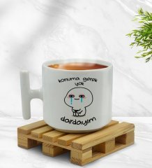 BK Gift Dardayım Tasarımlı T Kulplu Beyaz Middle Kupa Bardak-1