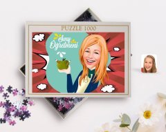 Kişiye Özel Kadın Sınıf Öğretmeni Karikatürlü 1000 Parça Profesyonel Puzzle-1