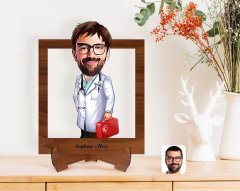 Kişiye Özel Erkek Acil Tıp Teknisyeni Karikatürlü Ahşap Standlı 3D Biblo-1