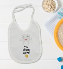 BK Kids İlk Dişim Çıktı Tasarımlı Bebek Body Zıbın ve Mama Önlüğü Hediye Seti - Model 1