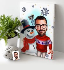 Kişiye Özel Yılbaşı Temalı Bay Karikatürlü Kanvas Tablo (30 x 50 cm.) - 6