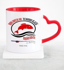 Kişiye Özel Mesleki Balıkçılık Teknolojisi Mühendisi Kırmızı Kalpli Kupa Bardak