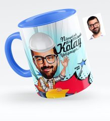 Kişiye Özel Bay Mühendis Karikatürlü Mavi Kupa Bardak - 2