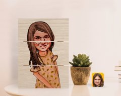 Kişiye Özel Kız Çocuk Karikatürlü Otantik Masaüstü Ahşap Palet Çerçeve-8