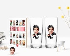 Kişiye Özel Renkli Baskılı Godfather Baba Karikatürlü İkili Rakı Bardağı ve Rakı Cep Kitabı Hediye Seti-2