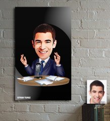 Kişiye Özel Bay Spiker Karikatür Ahşap Tablo - 1