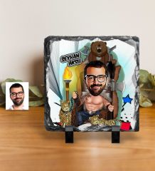 Kişiye Özel Bay Viking Karikatürlü Dekoratif Doğal Taş