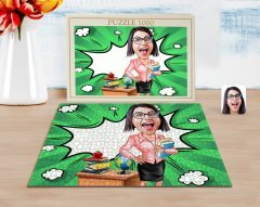 Kişiye Özel Kadın Öğretmen Karikatürlü 1000 Parça Profesyonel Puzzle-5