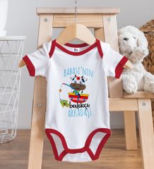 BK Kids Babası'nın Balıkçı Arkadaşı Tasarımlı Kırmızı Bebek Body Zıbın-1