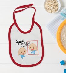 BK Kids Aynı Bubası Tasarımlı Kırmızı Bebek Mama Önlüğü-1