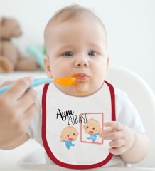 BK Kids Aynı Bubası Tasarımlı Kırmızı Bebek Mama Önlüğü-1