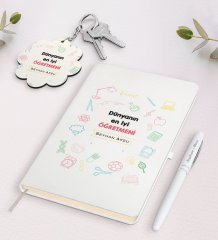 Kişiye Özel Dünyanın En İyi Öğretmeni Beyaz Defter Kalem Ve Anahtarlık Hediye Seti-14
